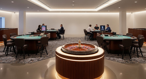 Roulette table ambience with chips